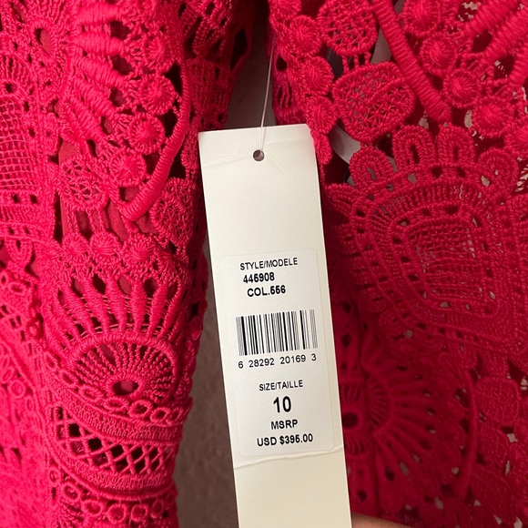 Ml Monique Lhuillier Lace V-Neck Romper Red Sz 10 - Picture 11 of 13